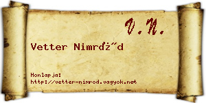 Vetter Nimród névjegykártya